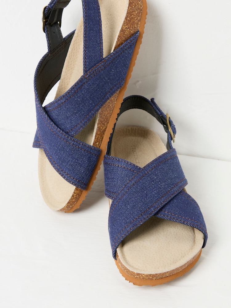 FatFace Denim Crossover Strap Footbed Sandal - Image 2 of 3