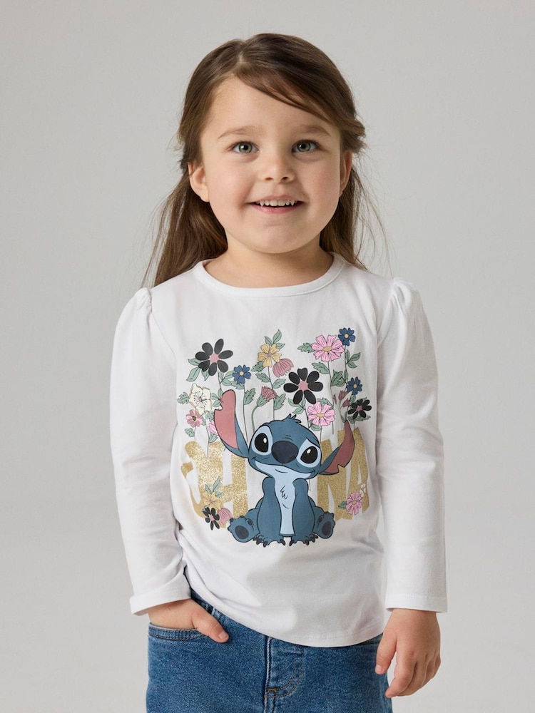 Name It White Stitch Floral Long Sleeve T-Shirt - Image 1 of 4 Name It White Stitch Floral Long Sleeve T-Shirt - Image 1 of 4
