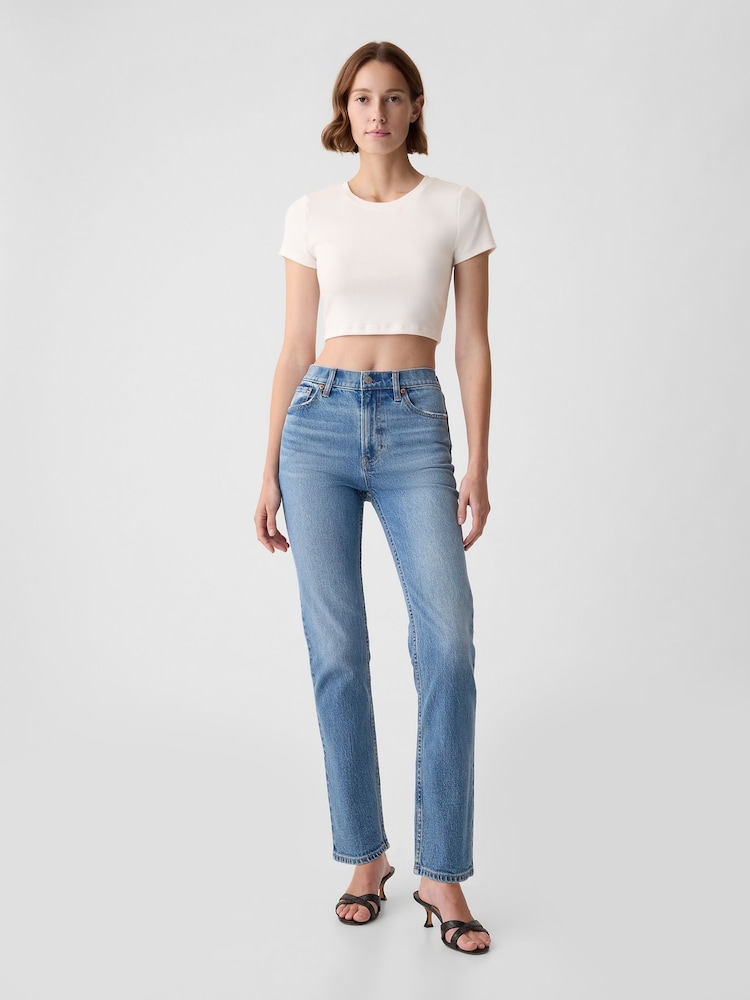 Gap Medium Wash Blue High Waisted 90s Straight Jeans - Image 1 of 5