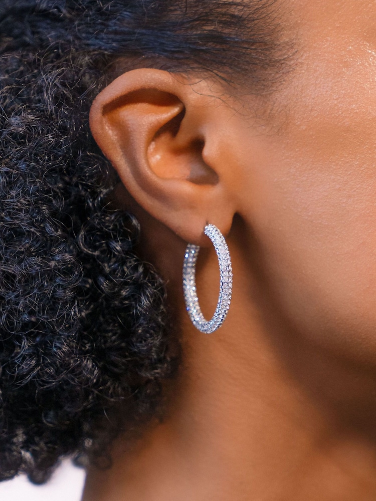 Lauren Ralph Lauren Silver Tone 30Mm Pave Hooppierced Earrings - Image 2 of 2