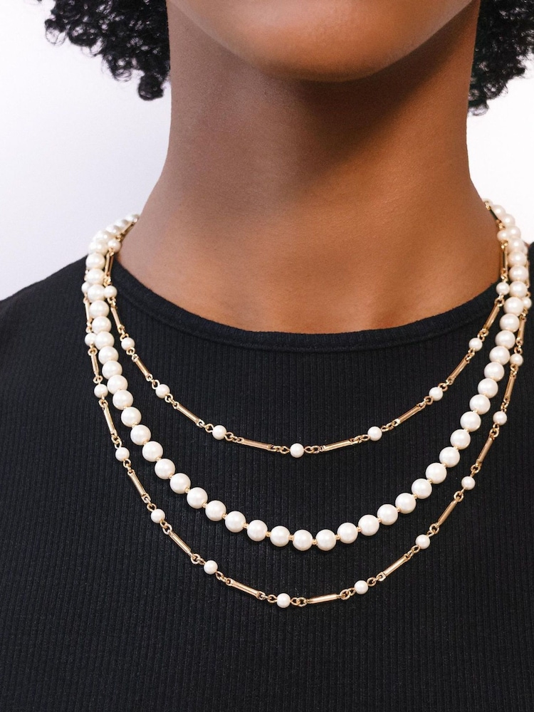 Lauren Ralph Lauren Gold Tone 17In Multirow Collar Necklace - Image 1 of 3