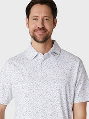 Callaway Apparel Chev Confetti Print White Polo Shirt - Image 3 of 5