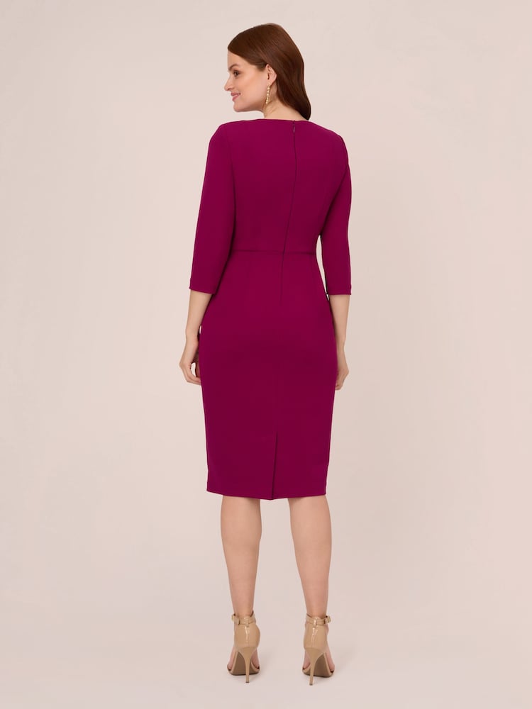 Adrianna Papell Pink Knit Crepe Tie Waist Sheath Dress - Image 2 of 6 Adrianna Papell Pink Knit Crepe Tie Waist Sheath Dress - Image 2 of 6