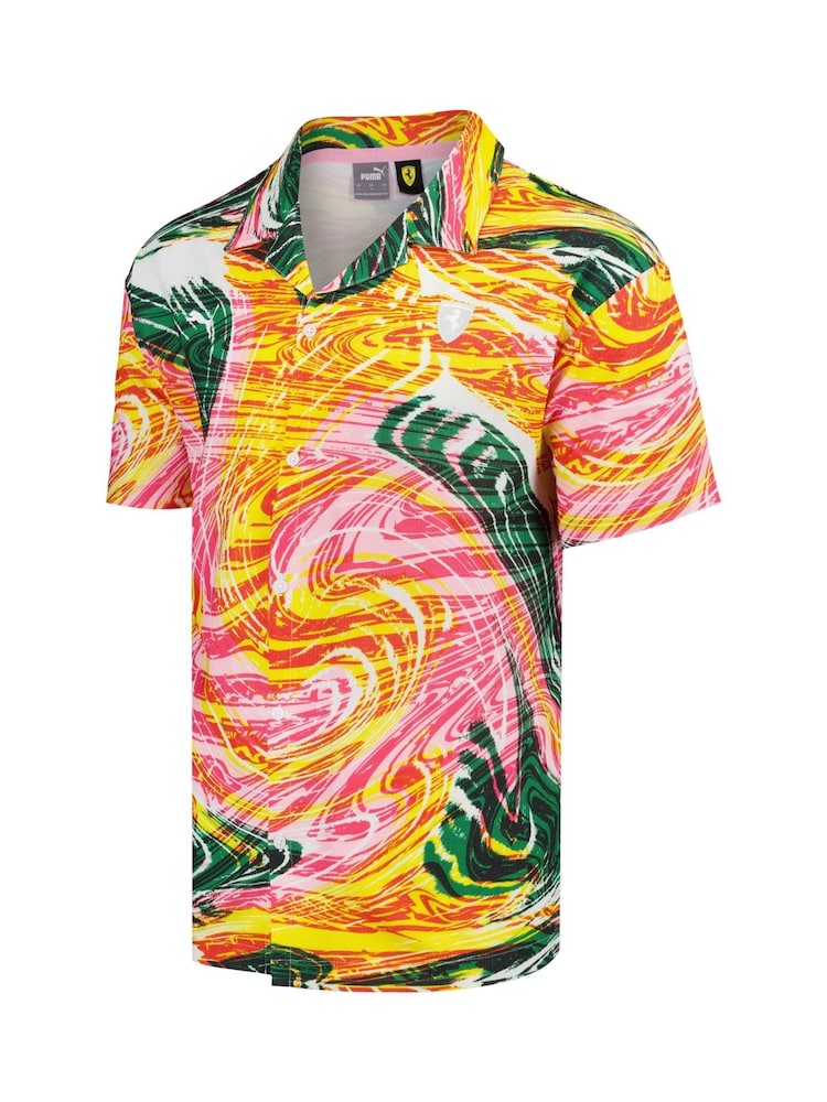 Puma Orange F1 Scuderia Ferrari Race Crew All Over Print Shirt - Image 2 of 3