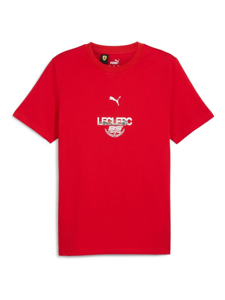 Puma Red F1 Scuderia Ferrari Charles Leclerc 100% Cotton Driver T-Shirt - Image 2 of 3