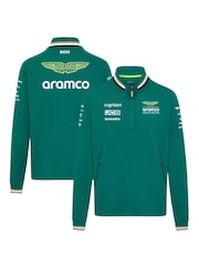 Fanatics Green F1 Aston Martin Aramco 2024 Team Quarter Zip Sweatshirt - Image 1 of 3