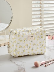Lemon Print and Gingham Reversible Makeup Bag - Image 1 of 7