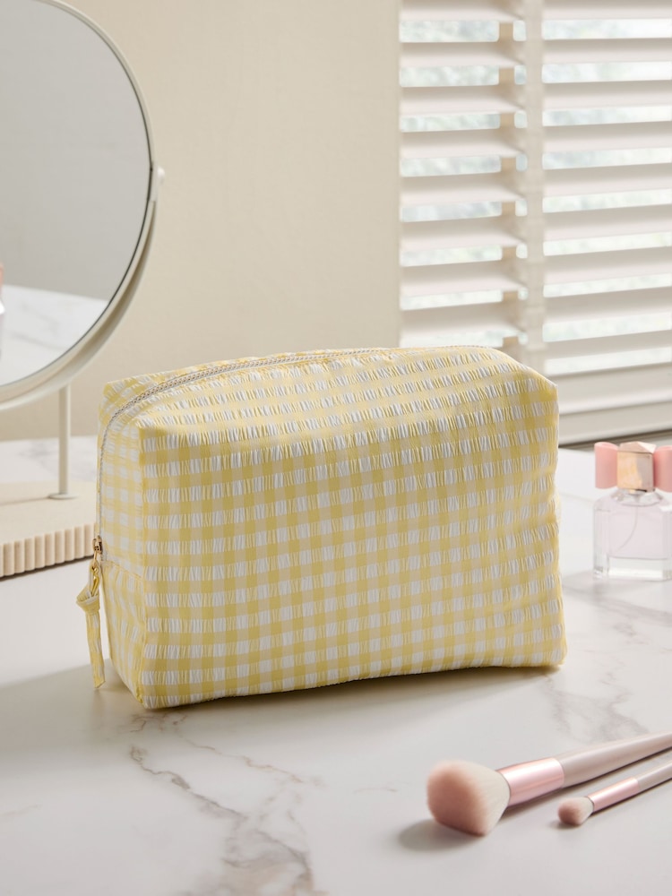 Lemon Print and Gingham Reversible Makeup Bag - Image 2 of 7