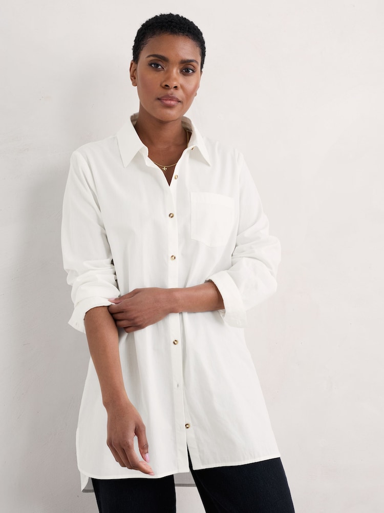 Seasalt Cornwall White Sea Lane Longline Shirt - Image 1 of 5