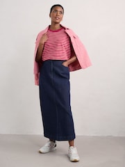 Seasalt Cornwall Blue Cherry, Strawberry Tree Midi Denim Skirt - Image 3 of 5