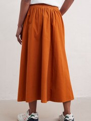 Seasalt Cornwall Orange Mevagissey Organic Cotton Midi Skirt - Image 2 of 5
