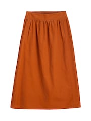 Seasalt Cornwall Orange Mevagissey Organic Cotton Midi Skirt - Image 4 of 5