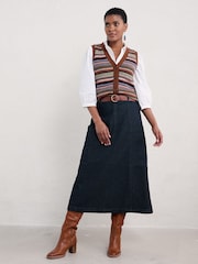 Seasalt Cornwall Purple Percella Cove Fair Isle Waistcoat Vest - Image 3 of 5