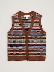 Seasalt Cornwall Purple Percella Cove Fair Isle Waistcoat Vest - Image 4 of 5
