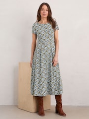 Seasalt Cornwall Green Wild Bouquet Jersey Midi Dress - Image 1 of 4
