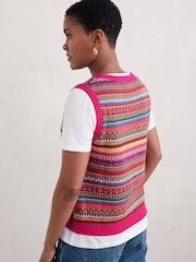 Seasalt Cornwall Pink Cove Cottage Fair Isle Knitted Vest - Image 2 of 5