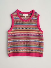 Seasalt Cornwall Pink Cove Cottage Fair Isle Knitted Vest - Image 4 of 5