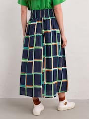 Seasalt Cornwall Blue Mevagissey Organic Cotton Midi Skirt - Image 2 of 5