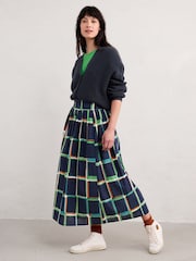 Seasalt Cornwall Blue Mevagissey Organic Cotton Midi Skirt - Image 3 of 5