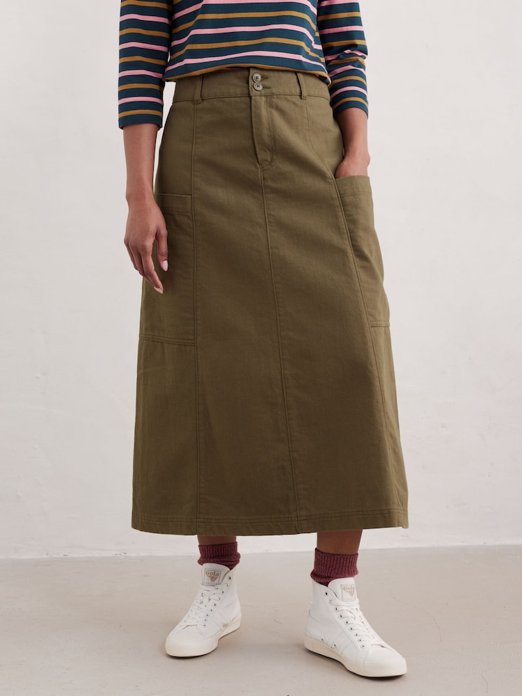 Seasalt Cornwall Green Atlantic Ivy Midi Skirt - Image 1 of 5 Seasalt Cornwall Green Atlantic Ivy Midi Skirt - Image 1 of 5