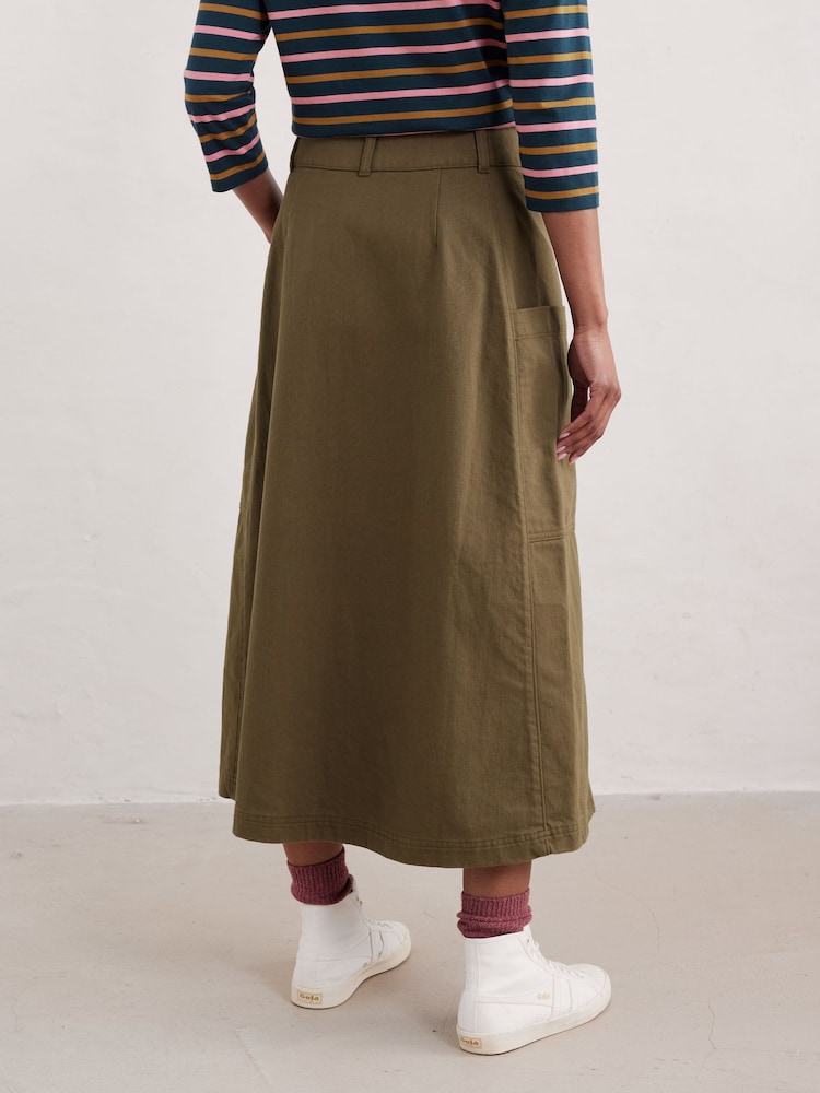 Seasalt Cornwall Green Atlantic Ivy Midi Skirt - Image 2 of 5 Seasalt Cornwall Green Atlantic Ivy Midi Skirt - Image 2 of 5