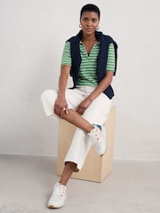 Seasalt Cornwall Green Owles Point Short Sleeve V-Neck Jersey T-Shirt - Image 1 of 5
