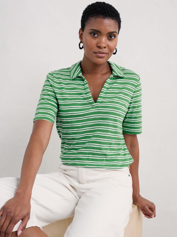 Seasalt Cornwall Green Owles Point Short Sleeve V-Neck Jersey T-Shirt - Image 2 of 5