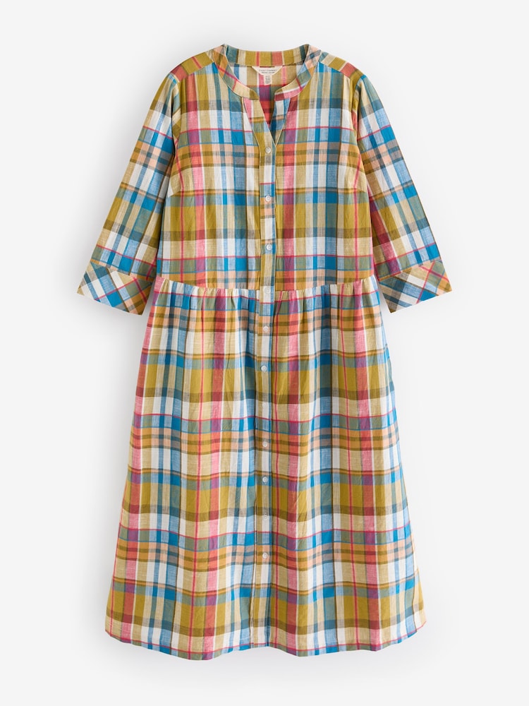 Seasalt Cornwall Blue/Brown Tresco Abbey Yarn Dye Shirt Dress - Image 1 of 1