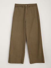 Seasalt Cornwall Green Petite Milly Wide Leg Denim 100% Cotton Trousers - Image 4 of 5