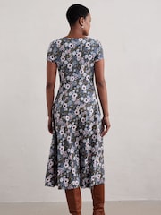 Seasalt Cornwall Blue Wild Bouquet Jersey Midi Dress - Image 2 of 4