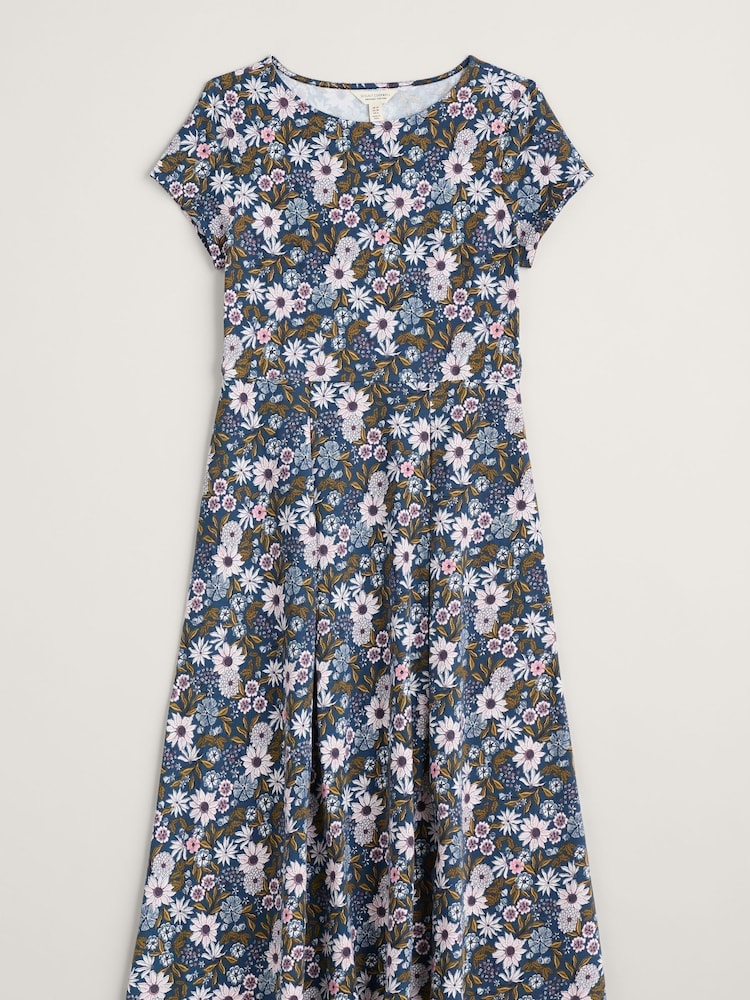 Seasalt Cornwall Blue Wild Bouquet Jersey Midi Dress - Image 4 of 4