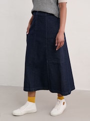 Seasalt Cornwall Blue Atlantic Ivy 100% Cotton Midi Skirt - Image 1 of 5