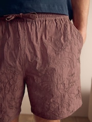 بني مائل للأحمر - Embroidered Woven 100% Cotton Short Pyjamas Set - صورة 5 من 11