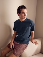 بني مائل للأحمر - Embroidered Woven 100% Cotton Short Pyjamas Set - صورة 6 من 11