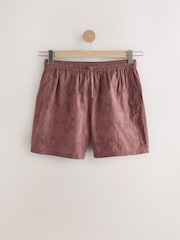 بني مائل للأحمر - Embroidered Woven 100% Cotton Short Pyjamas Set - صورة 9 من 11