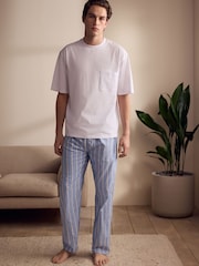 Blue Stripe EDIT Woven Long Pyjamas Set - Image 1 of 7