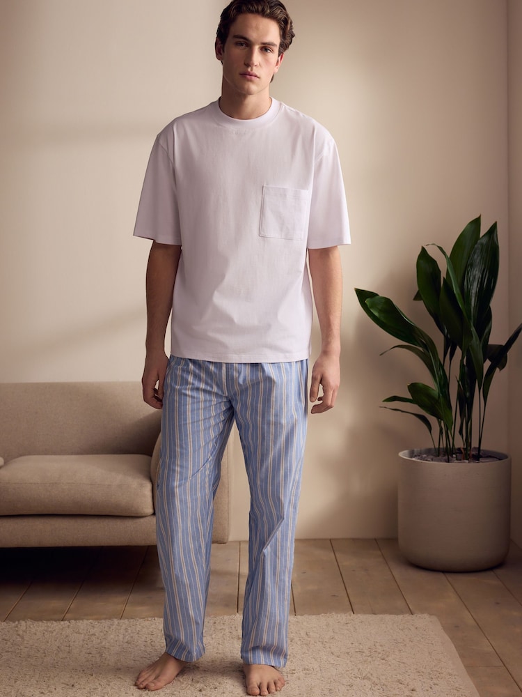Blue Stripe EDIT Woven Long Pyjamas Set - Image 1 of 7