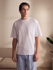 Blue Stripe EDIT Woven Long Pyjamas Set - Image 2 of 7