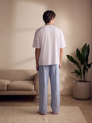 Blue Stripe EDIT Woven Long Pyjamas Set - Image 4 of 7