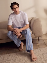Blue Stripe EDIT Woven Long Pyjamas Set - Image 7 of 7