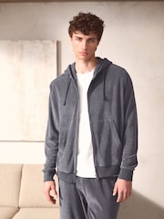 Dunkelblau - Frottee-Hoodie mit Reissverschluss - Image 1 of 7