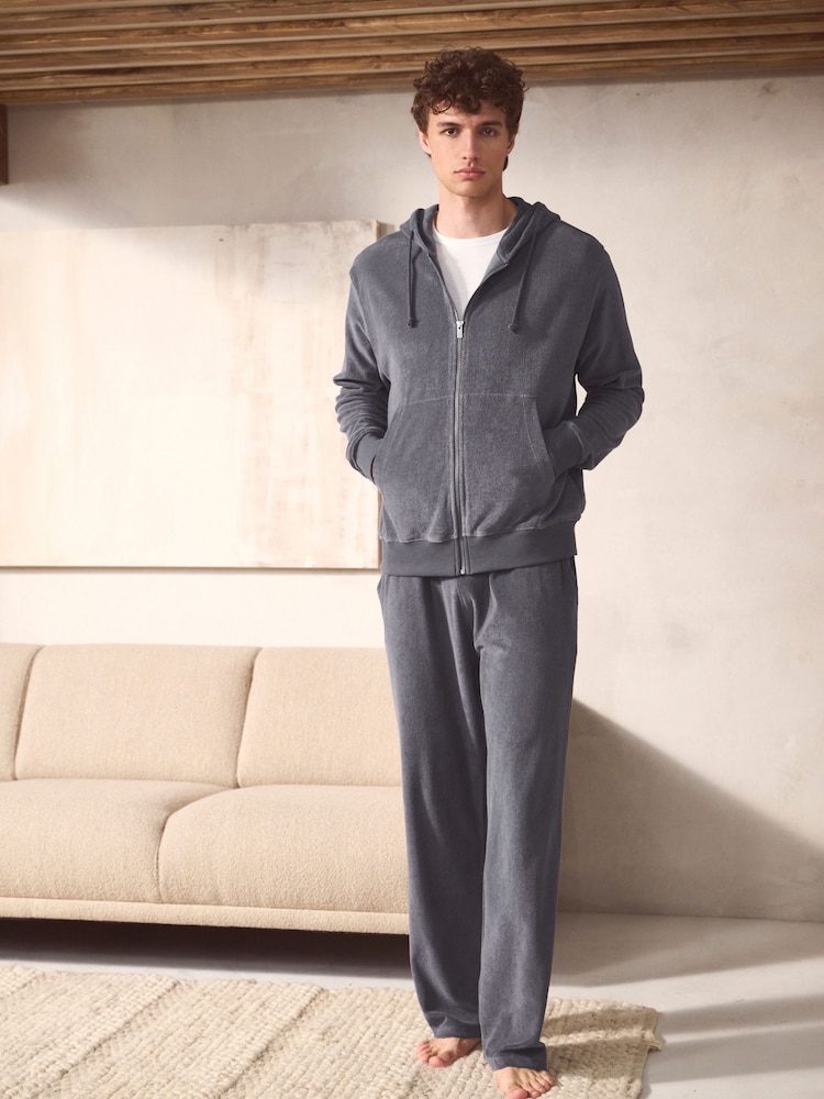Dunkelblau - Frottee-Hoodie mit Reissverschluss - Image 2 of 7
