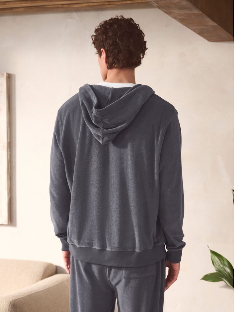 Dunkelblau - Frottee-Hoodie mit Reissverschluss - Image 3 of 7