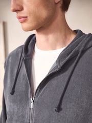 Dunkelblau - Frottee-Hoodie mit Reissverschluss - Image 4 of 7