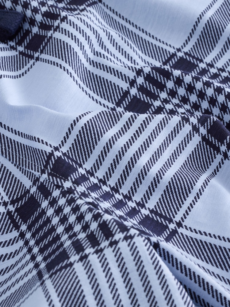 Marineblau/Grau meliert - Kurzärmliges Pyjama-Set mit Karomuster - Image 11 of 11