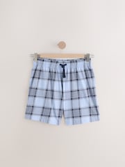 Marineblau/Grau meliert - Kurzärmliges Pyjama-Set mit Karomuster - Image 9 of 11