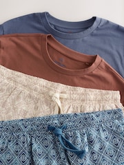 Patterned Rust Brown Woven Short Pyjamas Set 2 Pack - Image 12 of 15