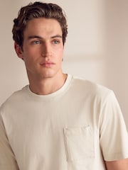 Neutral Brown/Black 100% Cotton T-Shirt And Woven Shorts Set - Image 5 of 12