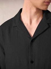 Black Cheesecloth 100% Cotton Shirt And Shorts Set - Image 5 of 10