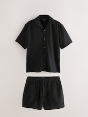 Black Cheesecloth 100% Cotton Shirt And Shorts Set - Image 6 of 10